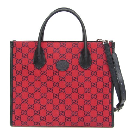 Gucci // GG Canvas + Leather Tote // Black + Red // Pre-Owned