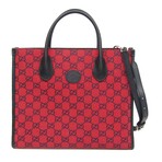 Gucci // GG Canvas + Leather Tote // Black + Red // Pre-Owned