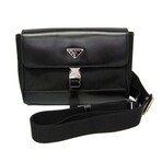 Prada // Leather + Re-Nylon Shoulder Bag // Black // Pre-Owned