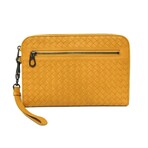 Bottega Veneta // Intrecciato Leather Clutch // Yellow // Pre-Owned