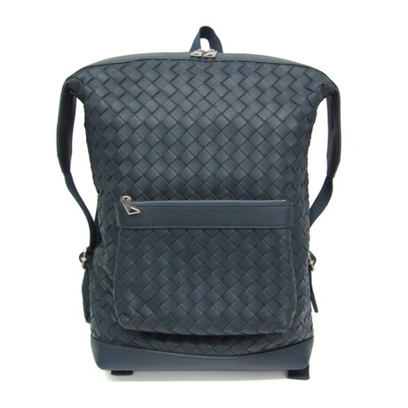 Bottega Veneta // Intrecciato Leather Backpack // Navy Blue // Pre-Owned