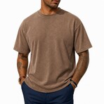 Acid-Washed Heavyweight Oversized Shirt // Khaki (XS)
