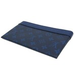 Louis Vuitton // Monogram-Coated Canvas + Taiga Leather Pochette Discovery Clutch // Cobalt // Pre-Owned