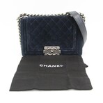 Chanel // Quilted Velvet Boy Flap Bag // Navy Blue // Pre-Owned