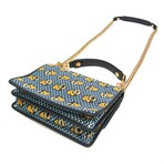 Fendi // Kan Leather + Velvet Crossbody Bag // Light Blue + Navy Blue + Yellow // Pre-Owned