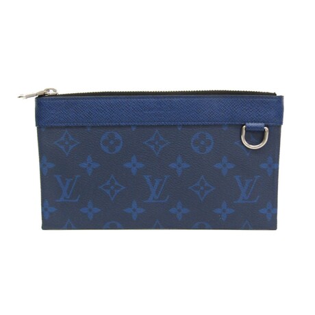 Louis Vuitton // Monogram-Coated Canvas + Taiga Leather Pochette Discovery Clutch // Cobalt // Pre-Owned