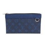 Louis Vuitton // Monogram-Coated Canvas + Taiga Leather Pochette Discovery Clutch // Cobalt // Pre-Owned
