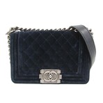 Chanel // Quilted Velvet Boy Flap Bag // Navy Blue // Pre-Owned