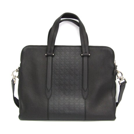 Ferragamo // Leather Gancini Briefcase // Black // Pre-Owned