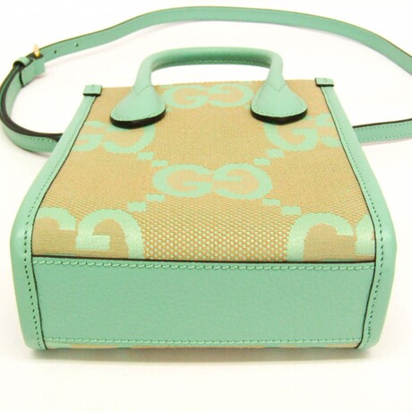 Gucci // Jumbo GG Canvas + Leather Bag // Beige + Light Green // Pre-Owned