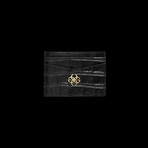 Croc-Embossed Leather Card Holder // Black