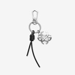Rope Leather + Stainless Steel Logo Keychain // Silver + Black