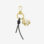 Rope Leather + Stainless Steel Logo Keychain // Gold + Black