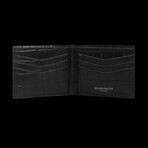 Croc-Embossed Leather Wallet // Black