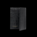 Croc-Embossed Leather Passport Holder // Black