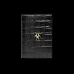 Croc-Embossed Leather Passport Holder // Black