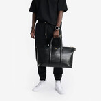 Croc-Embossed Leather Weekend Bag // Black