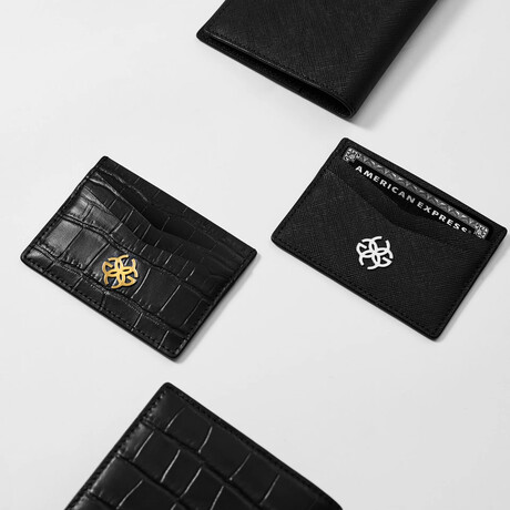 Saffiano Leather Card Holder // Black