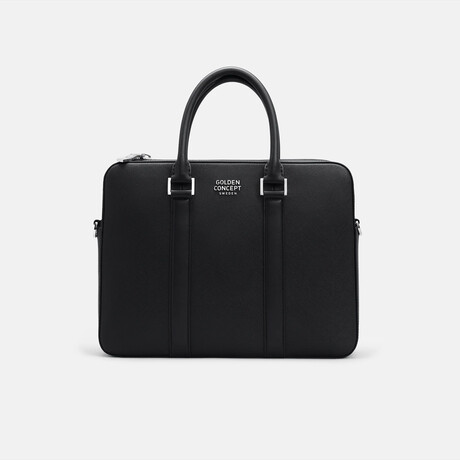 Saffiano Leather Briefcase // Black