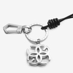 Rope Leather + Stainless Steel Logo Keychain // Silver + Black