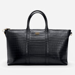 Croc-Embossed Leather Weekend Bag // Black