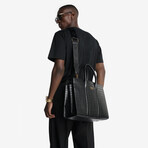 Croc-Embossed Leather Tote Bag // Black