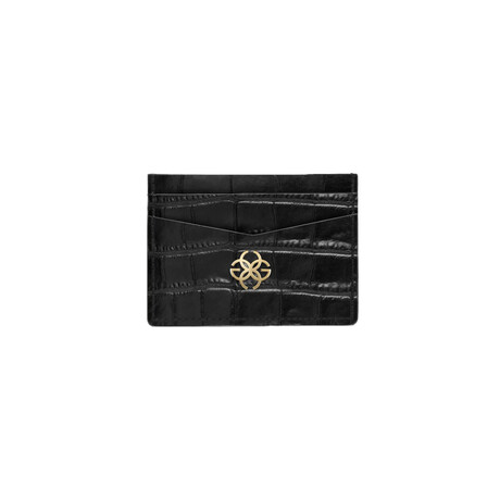 Croc-Embossed Leather Card Holder // Black