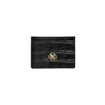 Croc-Embossed Leather Card Holder // Black
