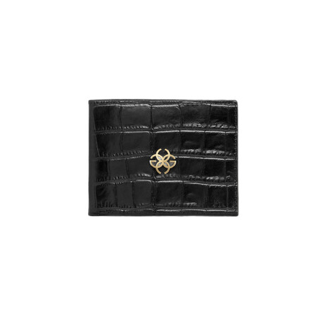Croc-Embossed Leather Wallet // Black