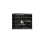 Croc-Embossed Leather Wallet // Black