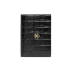 Croc-Embossed Leather Passport Holder // Black