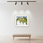 "Three White Cats" Framed Folk Art Painting Print By Maud Lewis