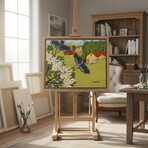 "Hummingbirds" Framed Folk Art Painting Print By Maud Lewis