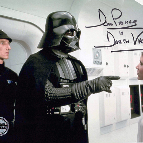David Prowse + Carrie Fisher // Star Wars // Signed 8x10 Leia + Darth Vader Photo