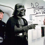 David Prowse + Carrie Fisher // Star Wars // Signed 8x10 Leia + Darth Vader Photo