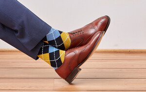 Green and Navy Stripe Socks / Beau Ties of Vermont