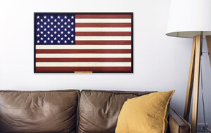 American Flags On Wood