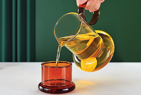 Amber Borosilicate Ring Pitcher Drinking Set