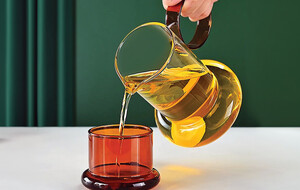 Amber Borosilicate Ring Pitcher Drinking Set