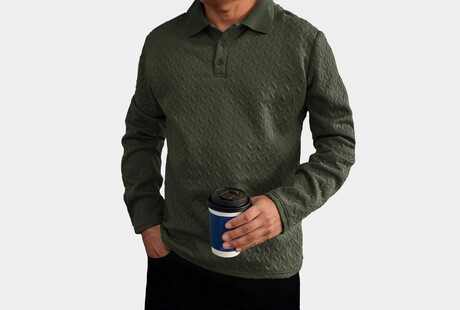 Textured Long Sleeve Polos