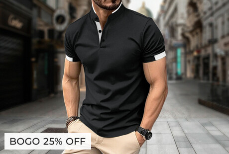 Fall Contrast Collar Polos