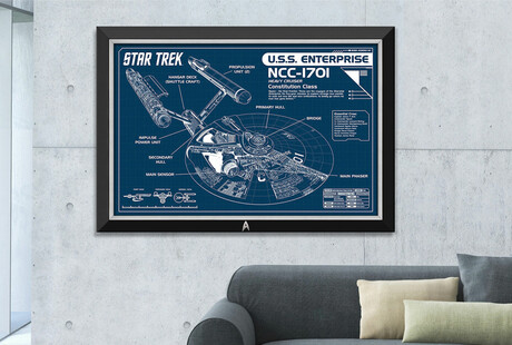 Sci Fi Blueprint Framed Canvas