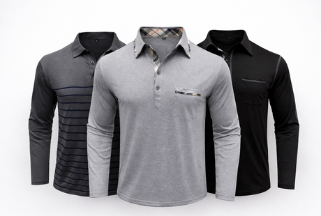 Patterned Long Sleeve Polos